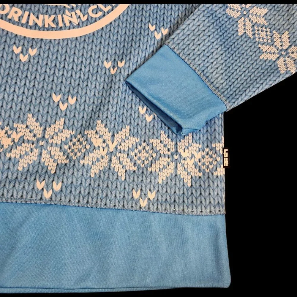 Greater Half Donald Trump Ugly Christmas‎ Sweater White Claw Surfer Blue Sz M
